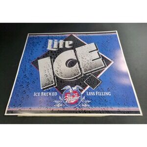 Miller Lite‎ Ice Beer- Ice Brewed - Less Filling Poster Tacker Sign 24"x22" Bar